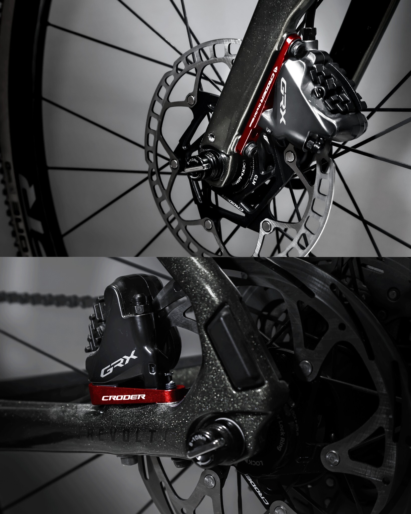 CRODER FMA‑16FRP 紅色 前後碟盤墊高器 車架轉接座 碟盤增高器 140碟盤升級160mm碟盤用轉換座 轉換器 彩色碟煞座