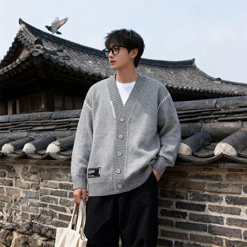 代購-izzue 香港i.t旗下 美式復古 老錢風 撞線紐扣 寬鬆 鬆弛慵懶感 針織開衫 外套 男女同款