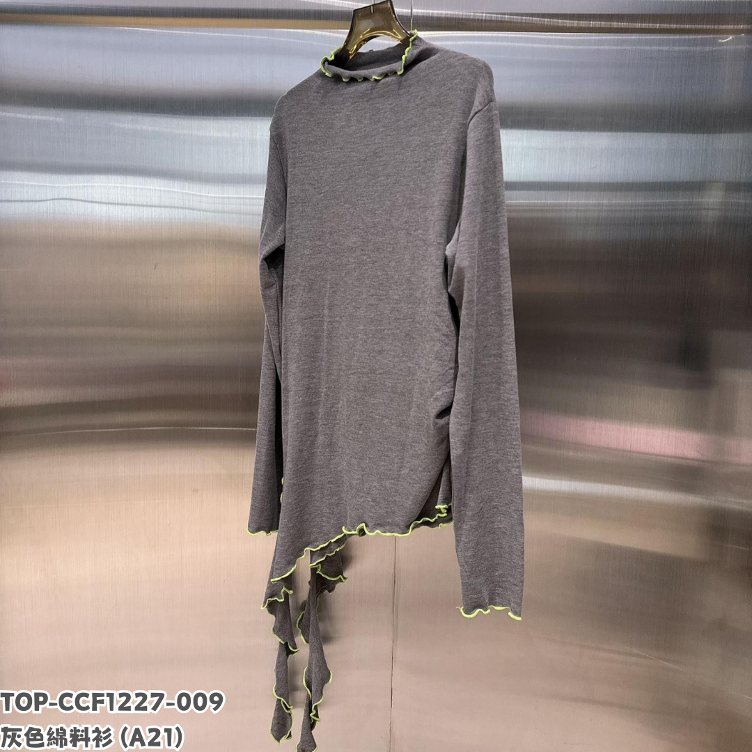 TOP-CCF1227-009 灰色綿料衫 (A21)