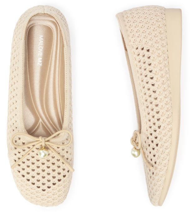 SHO-CCF1227-009 SQUARE｜PEARL 愛之網編織芭蕾舞鞋 米杏 (P36-41)