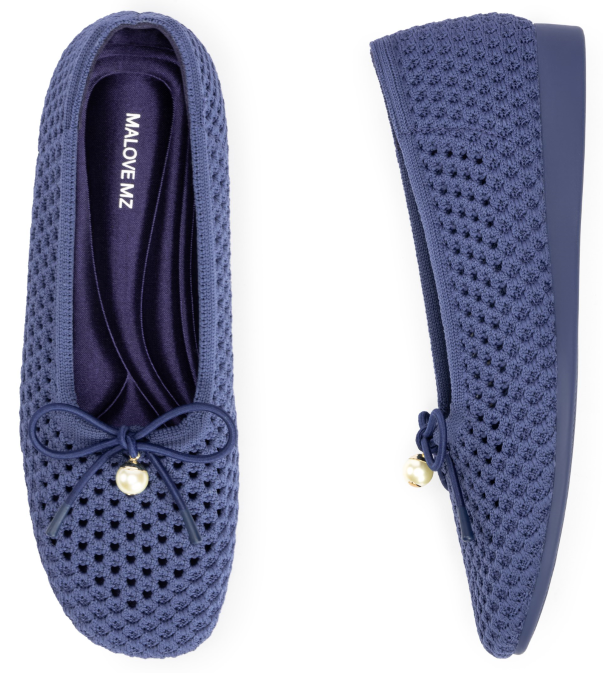 SHO-CCF1227-013 SQUARE｜PEARL 愛之網編織芭蕾舞鞋 勿忘我藍 (U36-41)