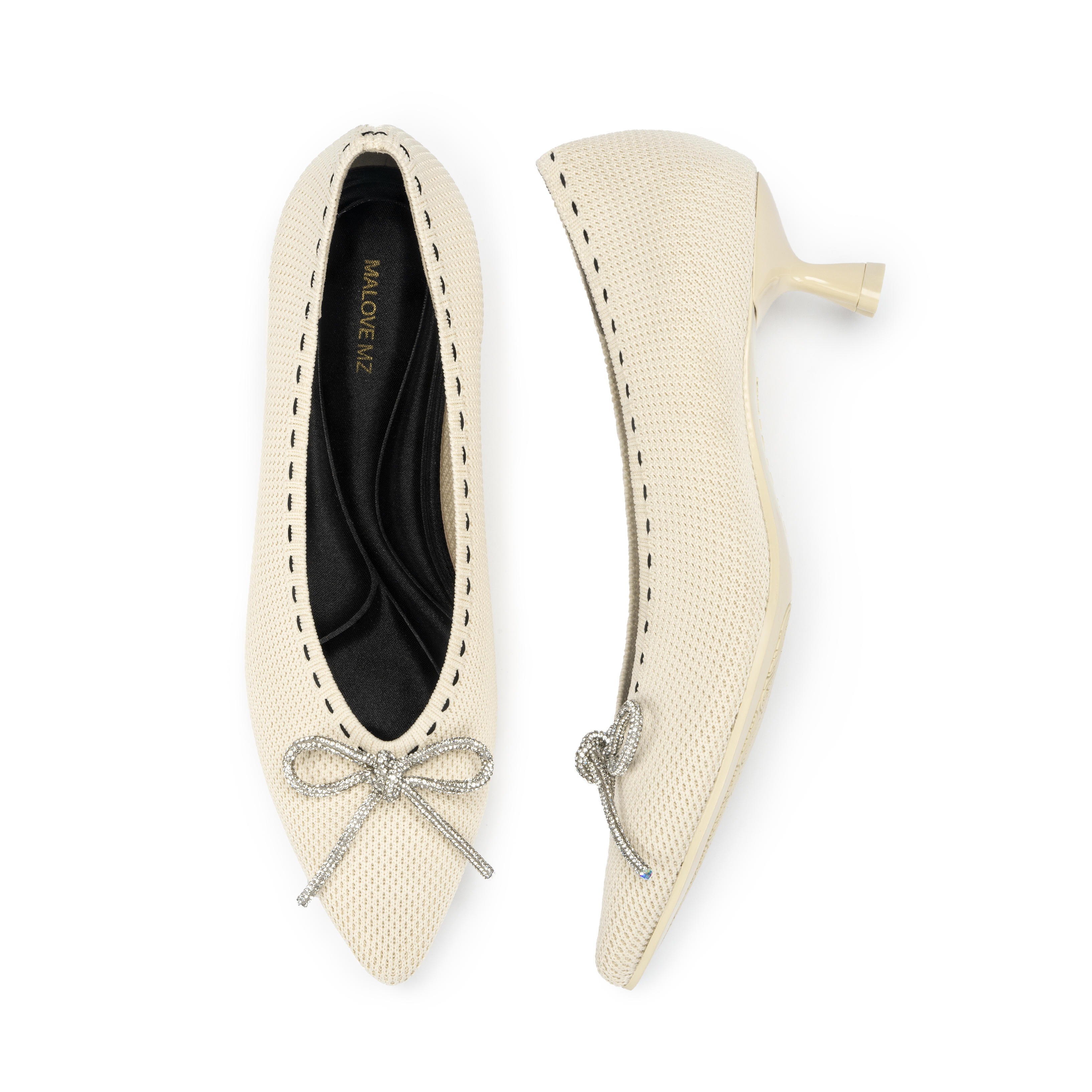 SHO-CCF1227-014 LADY | KITTEN 愛之花園4.5愛心小貓跟公主水晶蝴蝶結 奶昔白 (W36-41)