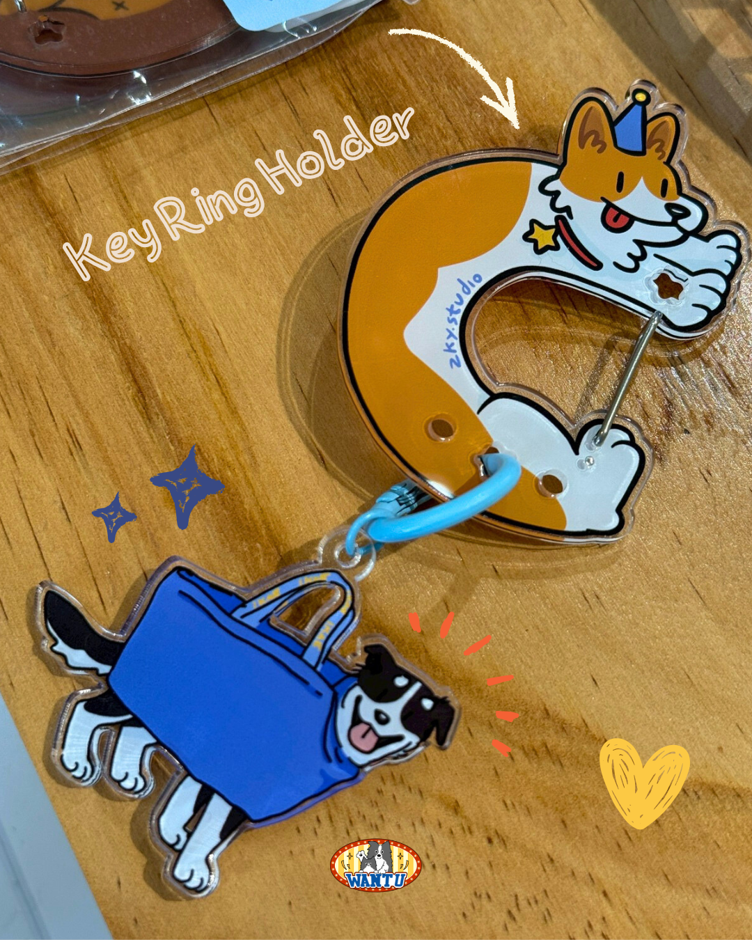 泰國插畫品牌zky.studio|狗狗造型壓克力扣環