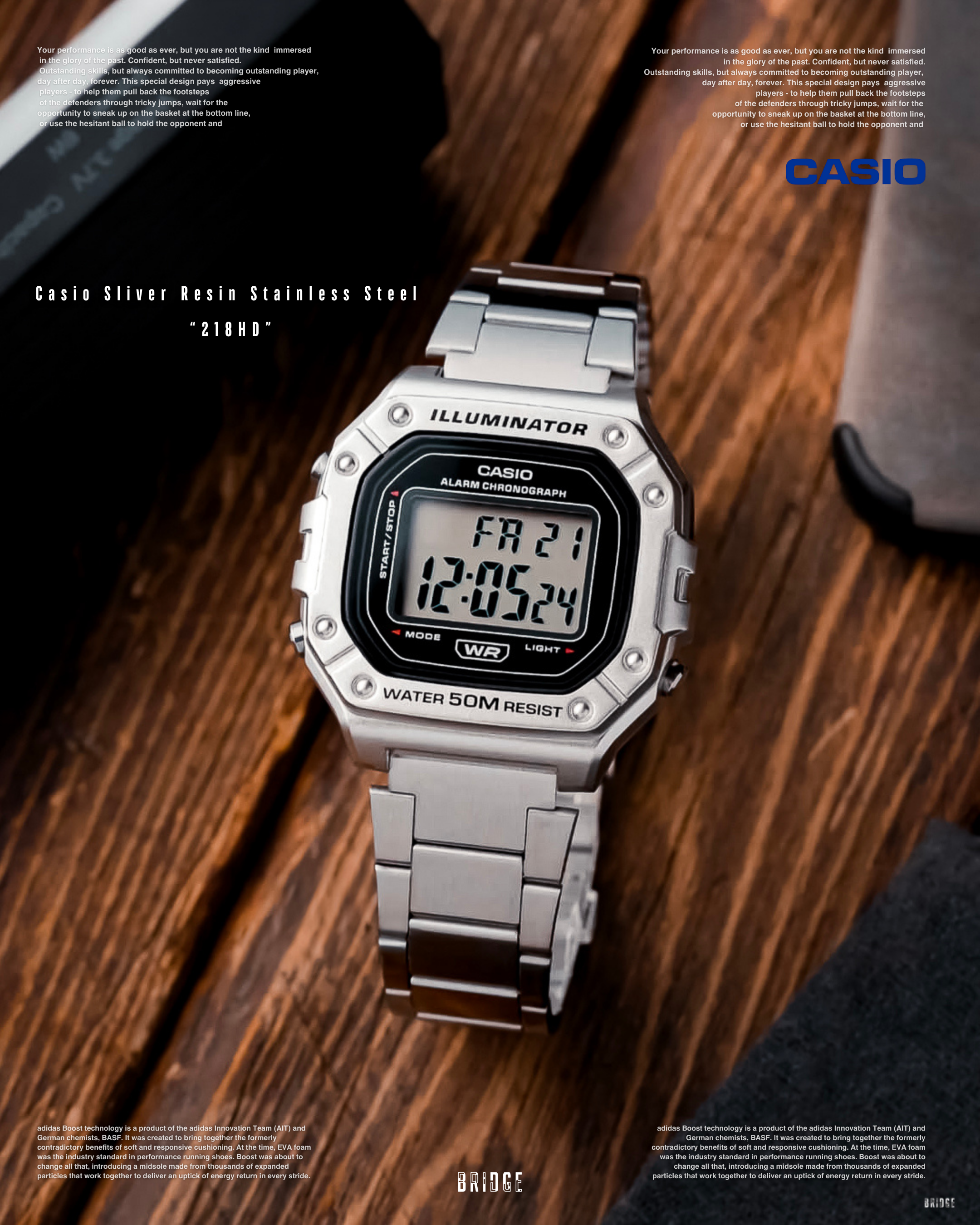 極限量補貨！ 『Casio不鏽鋼 金屬質感』 Casio Sliver Resin Stainless Steel  “218HD”