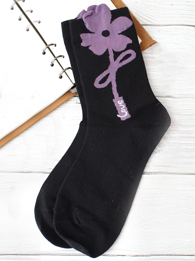 立體花瓣中筒襪(2色)