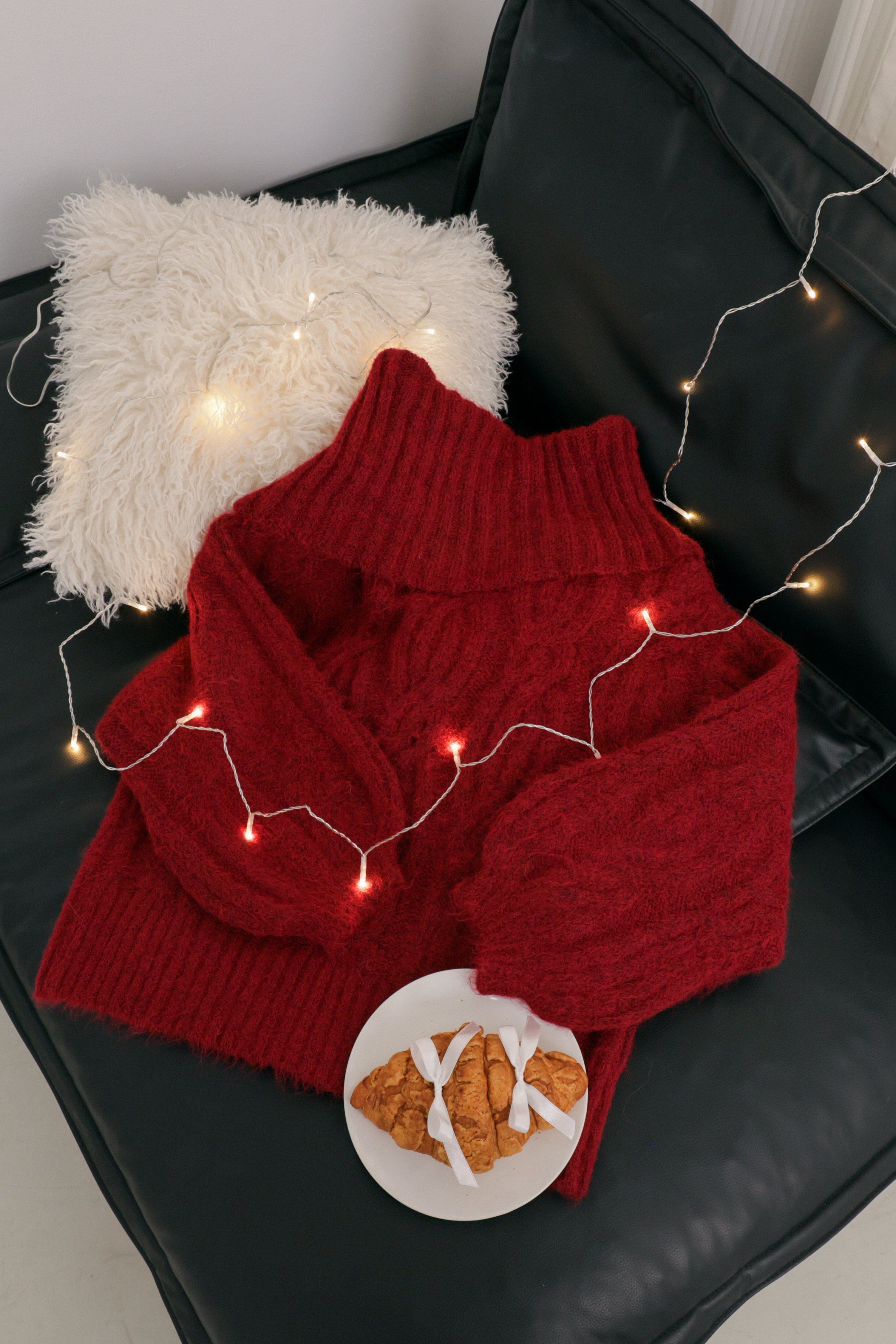 （現貨）麻花一字領針織上衣 O18