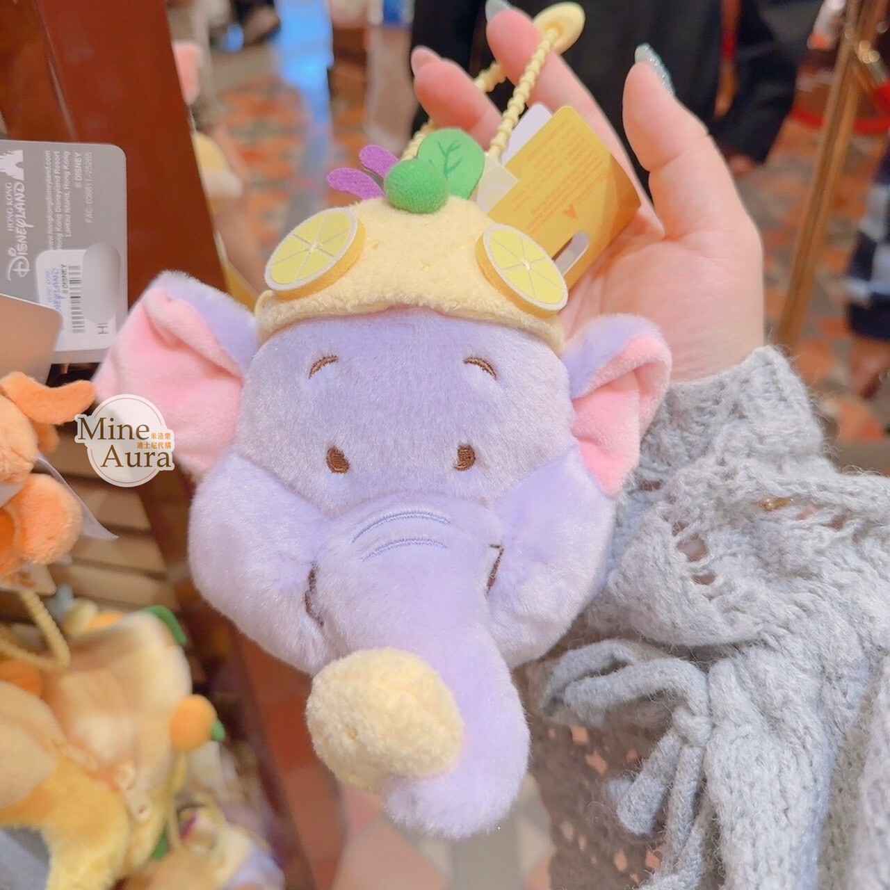 春日系列 小熊維尼 Winnie the Pooh 小象嘟嘟 lumpy 鏡子設計 絨毛 零錢包 鑰匙圈 吊飾 -香港迪士尼樂園