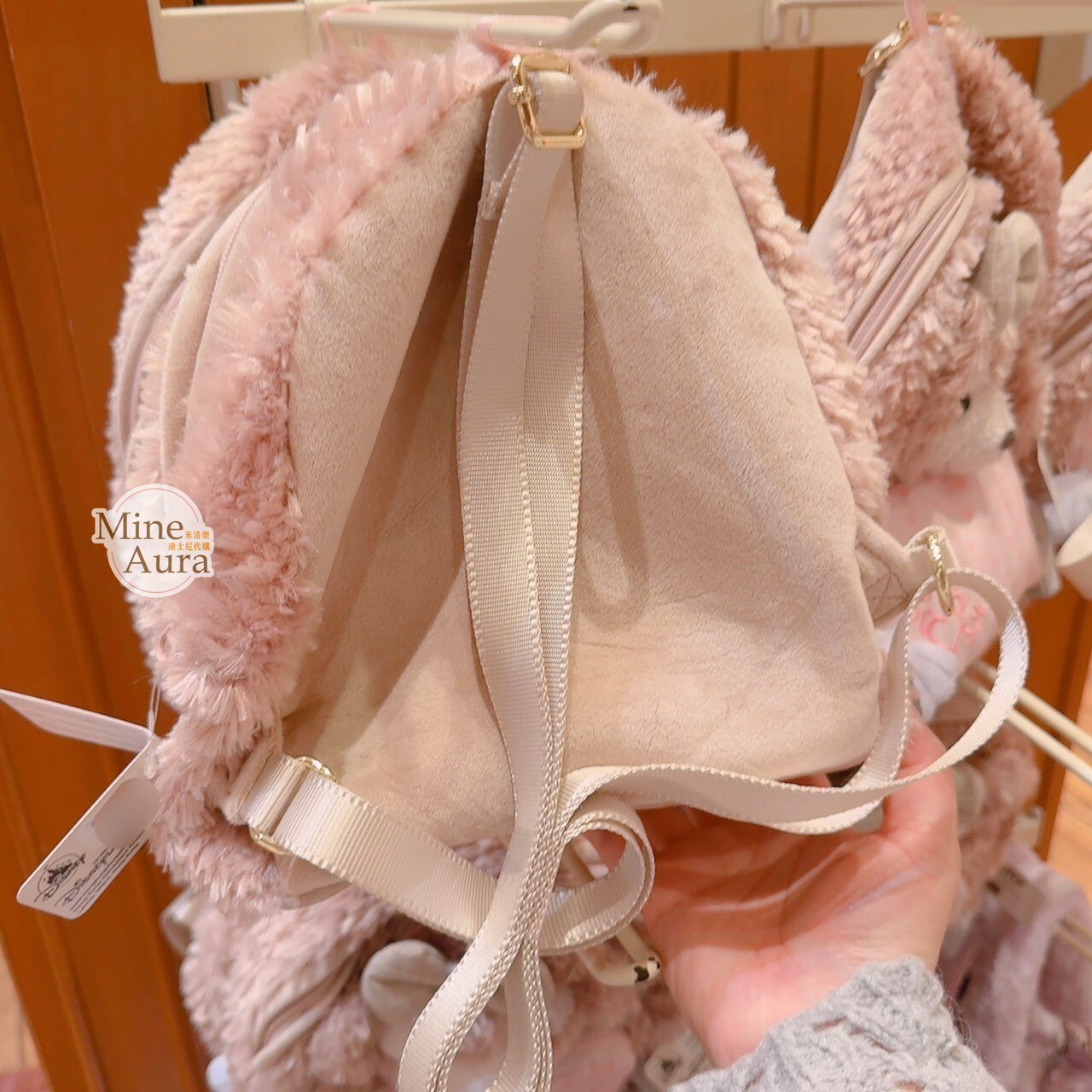 雪莉玫 ShellieMay 絨毛 大頭造型 愛心 點點圖案 後背包 -香港迪士尼樂園