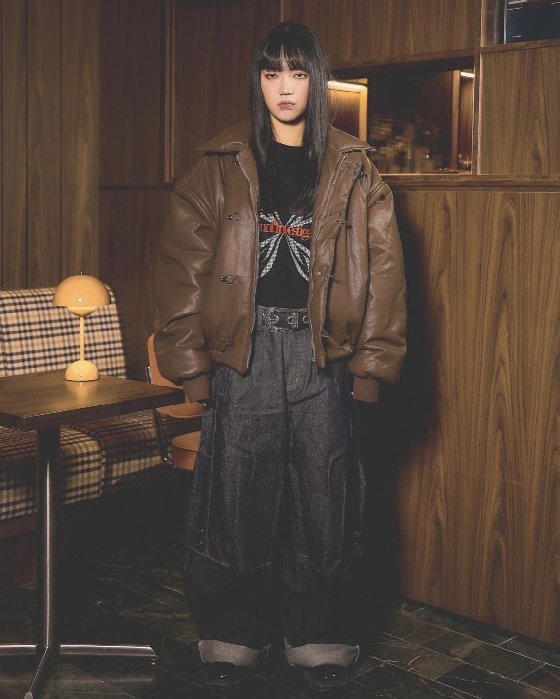 WBI 25AW Asclepius-12A 消防扣 皮革 羽絨外套 棕色