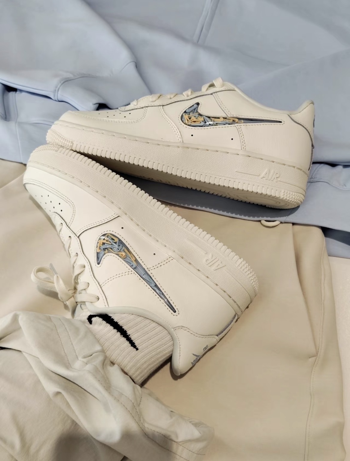 【逢甲FUZZY】Air Force 1 GS "Sail Celestine Blue" 奶白流沙 藍黃勾勾 透明果凍 IM6697-141