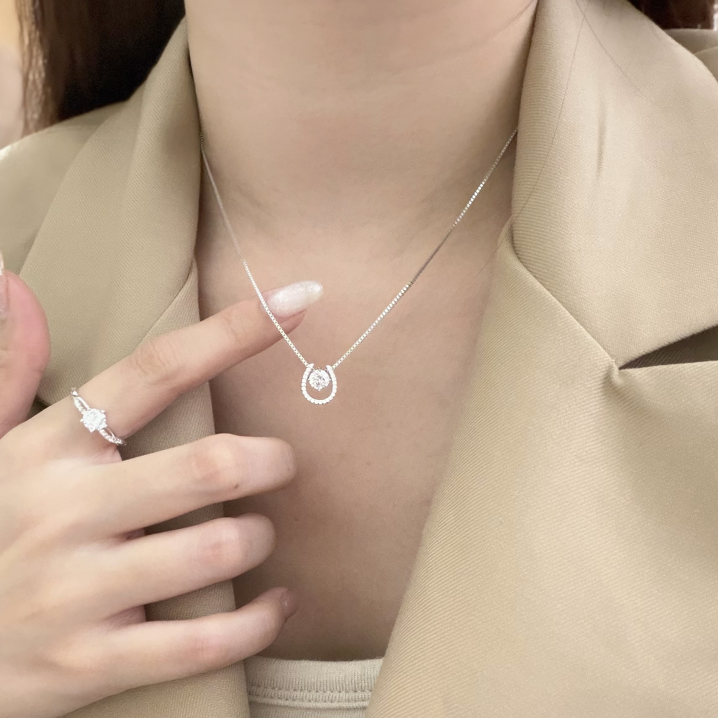 Y278【輕奢】滿鑽U形單鑽鎖鏈