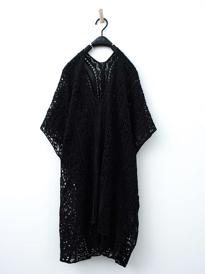 簍空提花針織罩衫棉絨立領內搭繡花寬褲組合