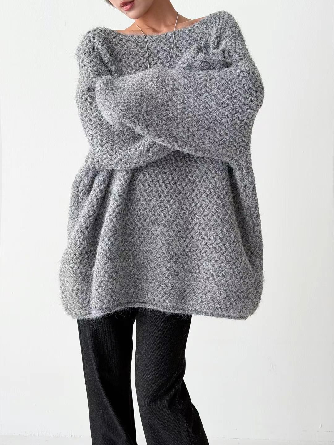 SN064 淨色編織款套頭上衣 Free size