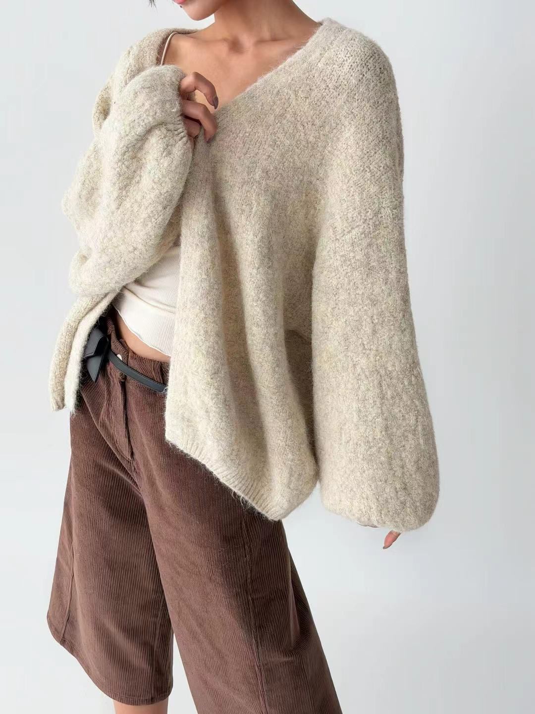 SN065 淨色開胸闊袖外套 Free size