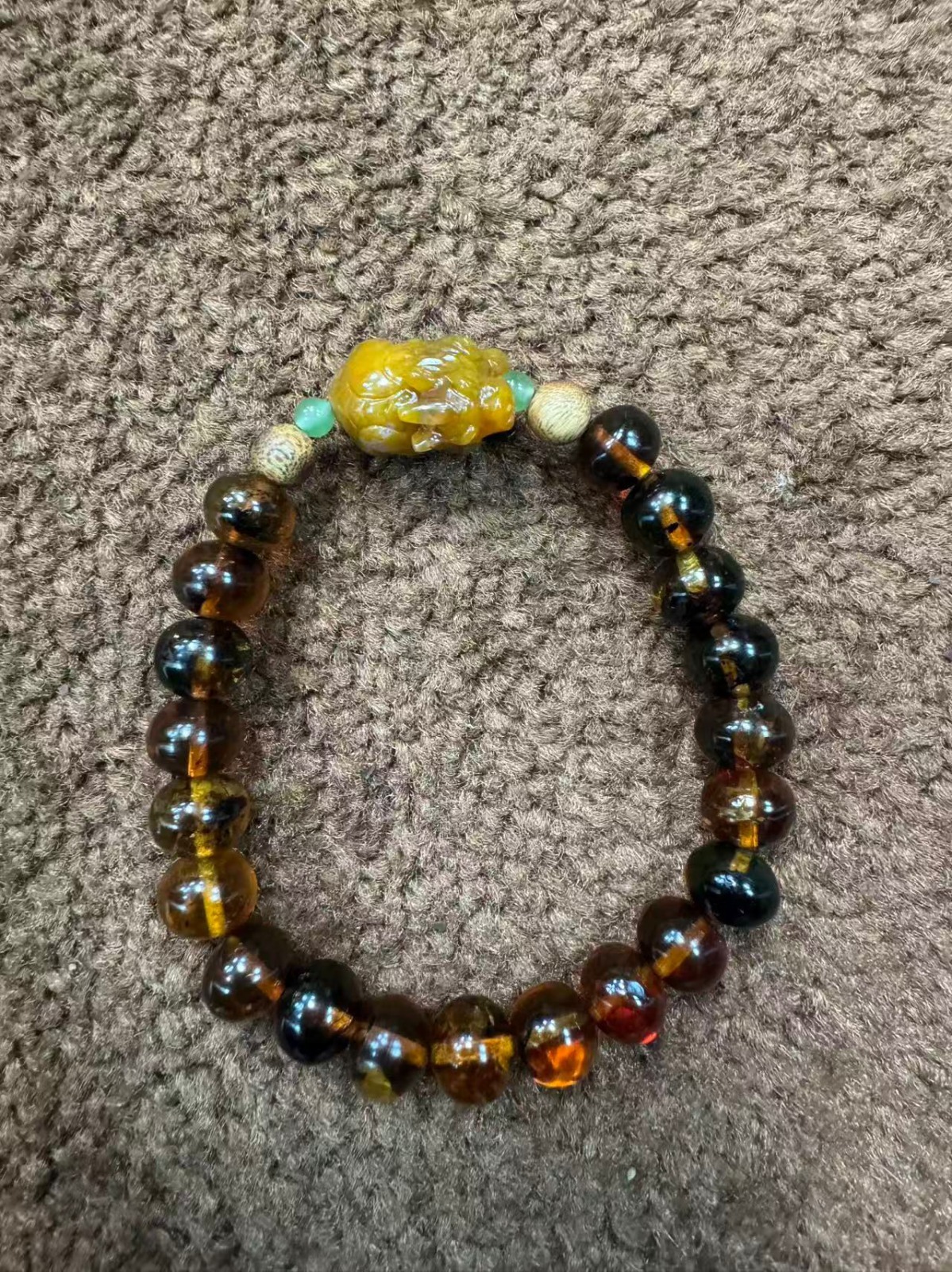 1 LZ1227 TIANLU PIXIU WEALTH COIN SPIRIT AMBER BRACELET
