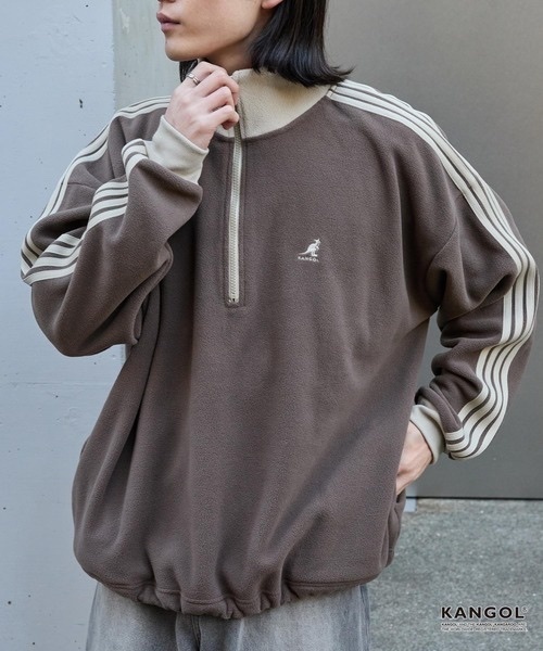 KANGOL / Oversized Boa Fleece Half-Zip Sweatshirt