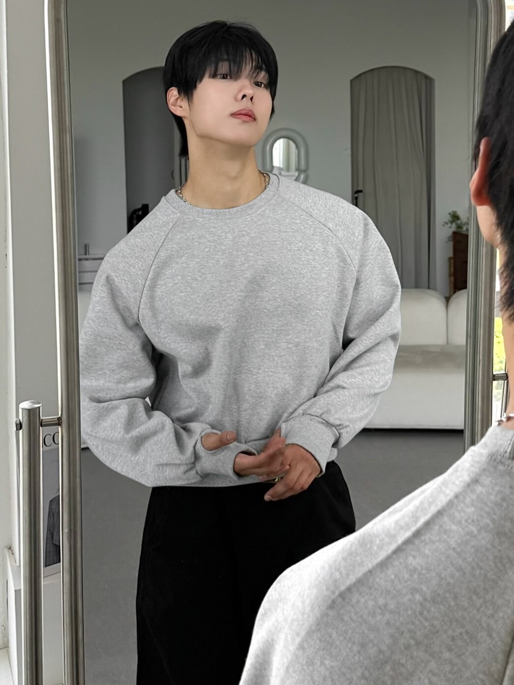 插肩保暖短款T卹