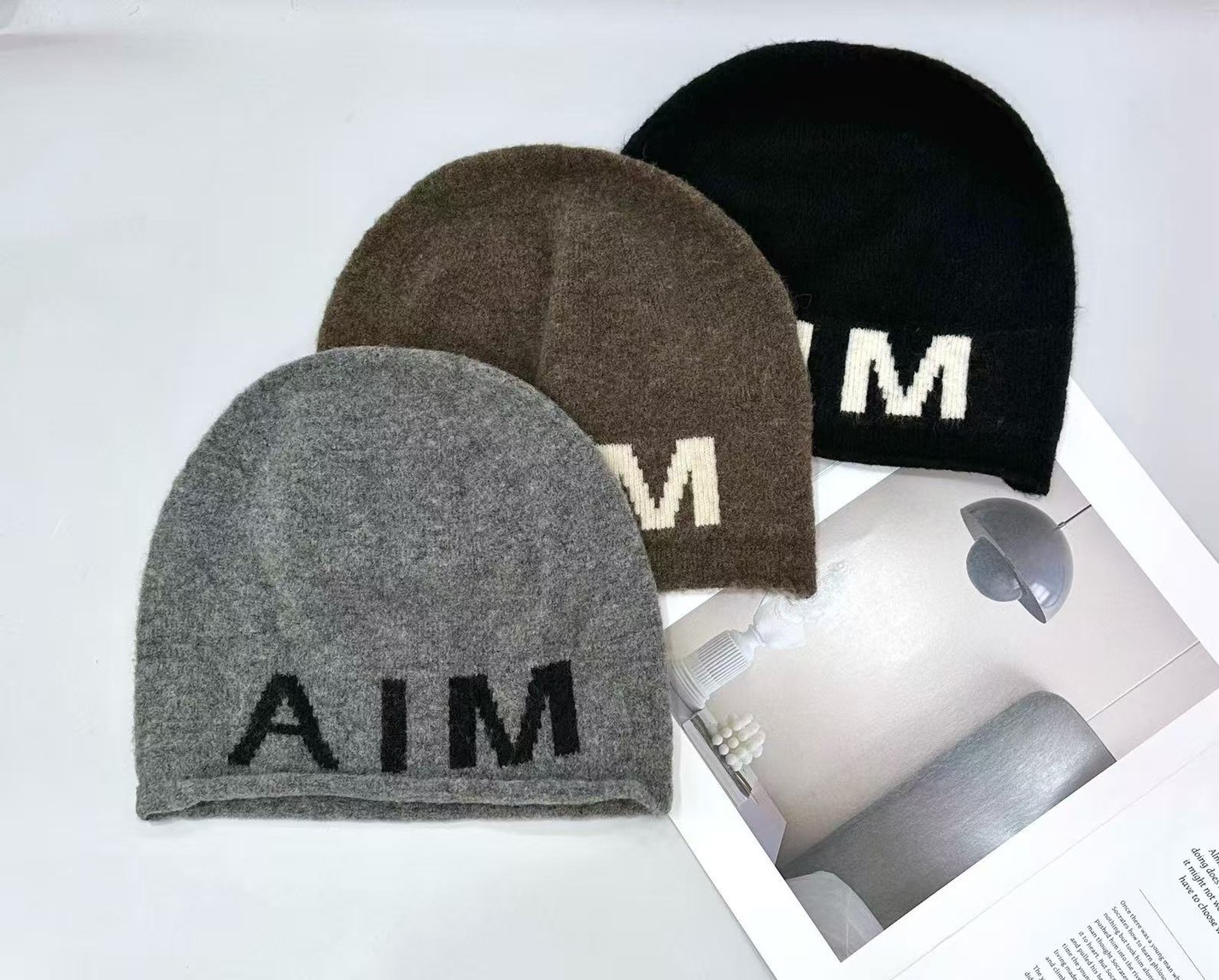 AIM羊毛捲邊針織帽