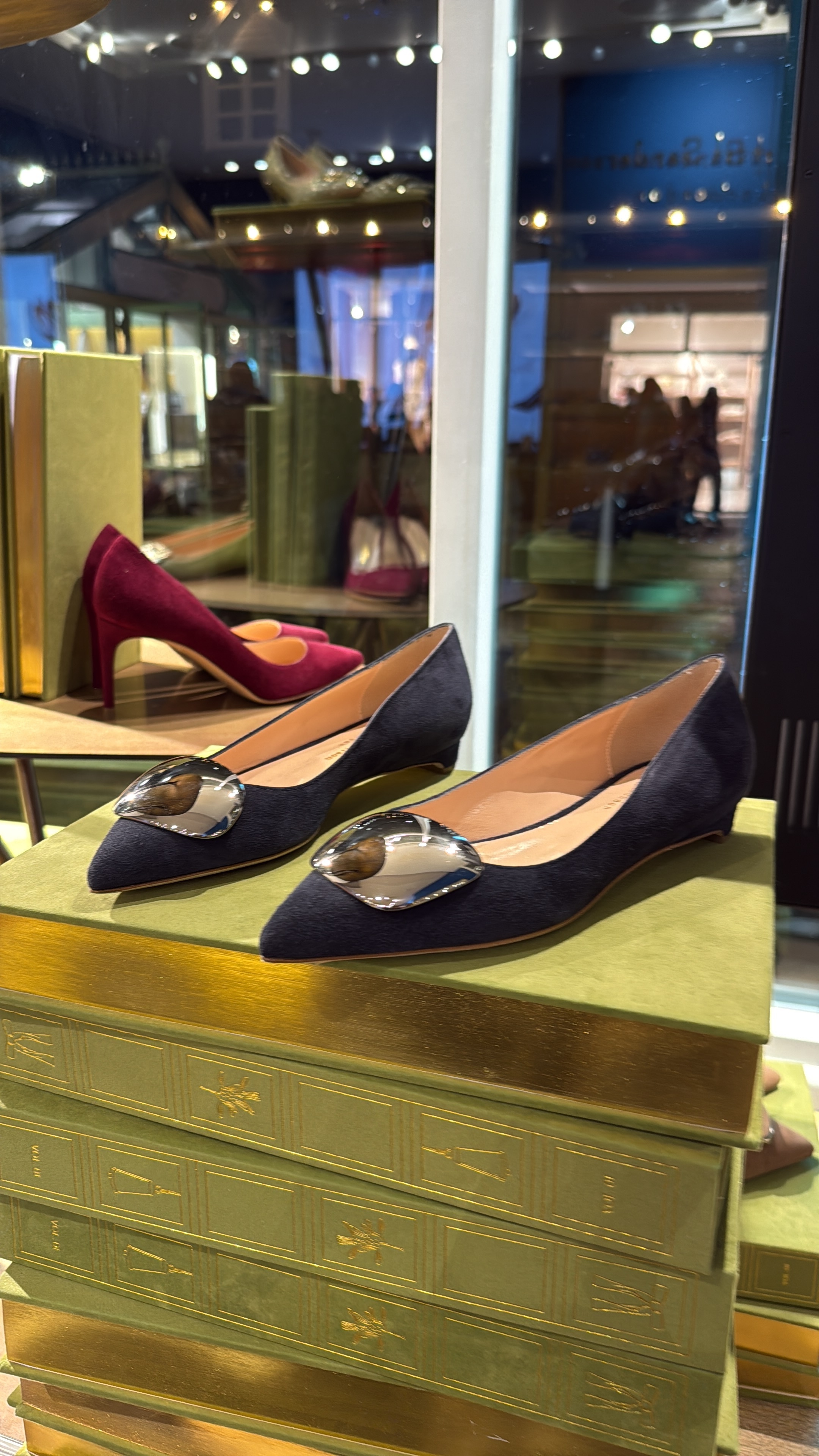 Rupert Sanderson bedfa midnight suede silver flats