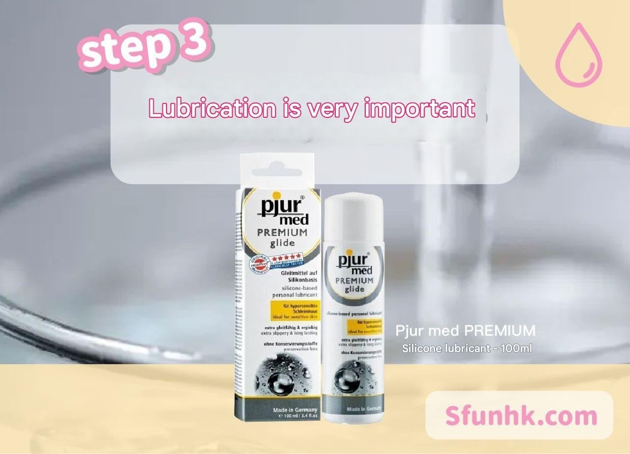 Step 3: Applying silicone lubricant for comfortable anal sex