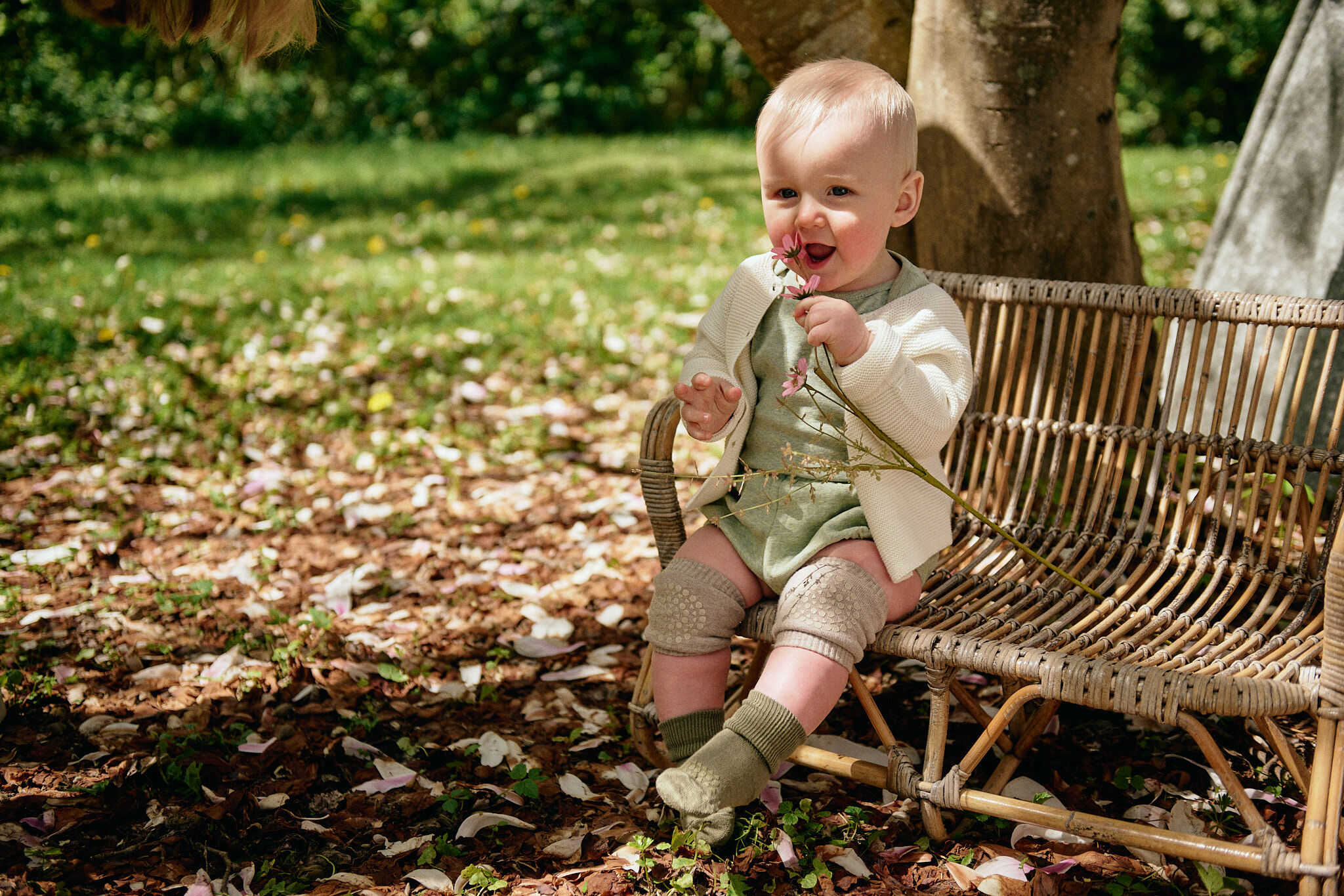 丹麥GoBabyGo 竹纖維防滑襪 - Deep Lichen Green