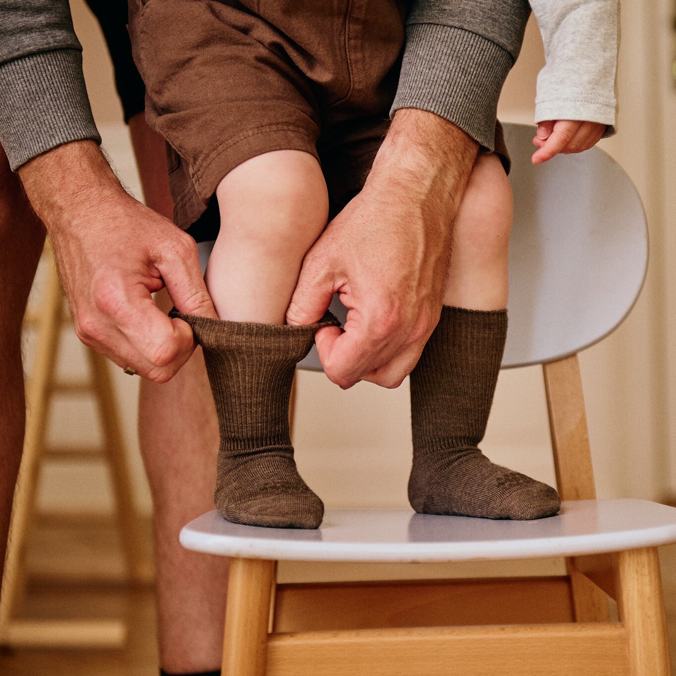 丹麥GoBabyGo 美麗諾羊毛防滑襪 - Brown Melange