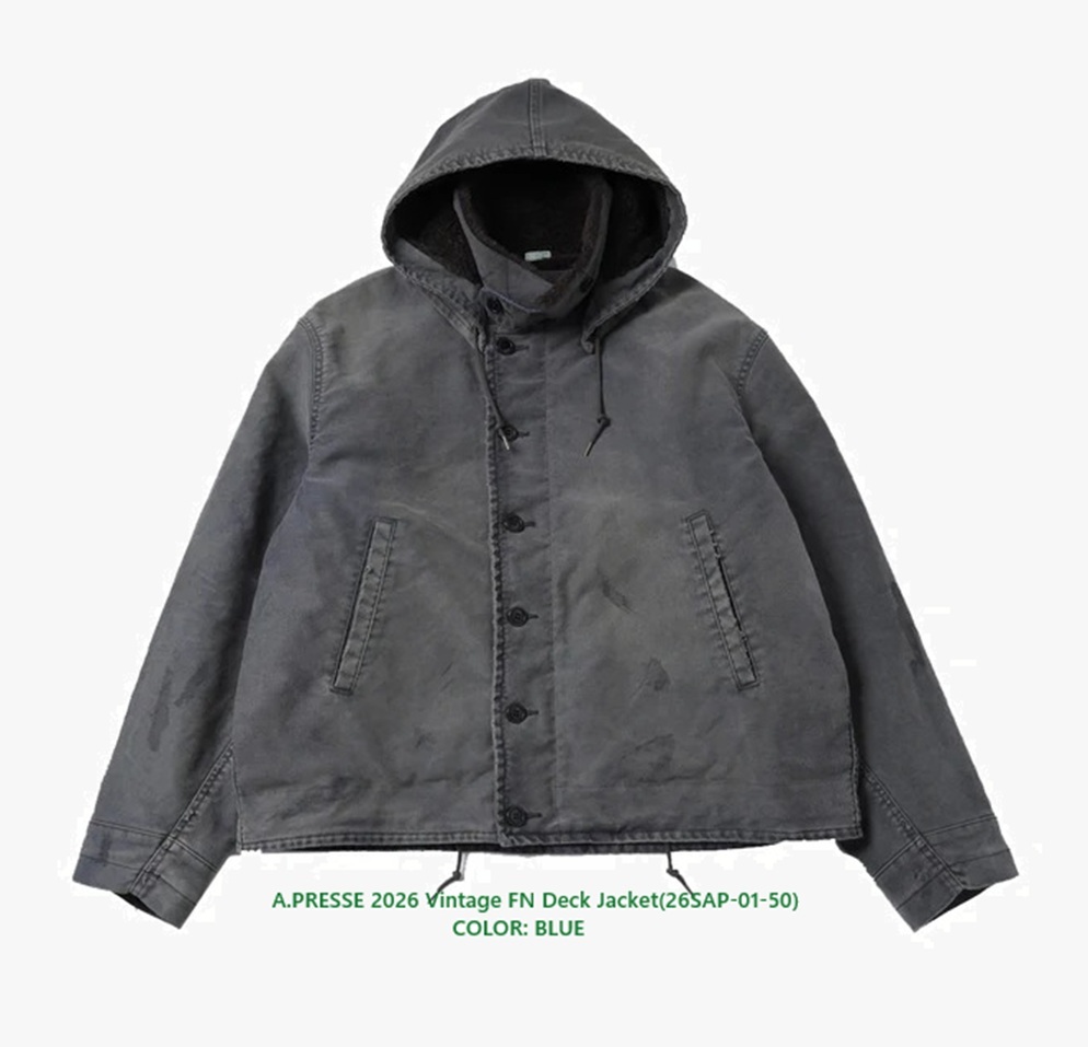12/27 RELEASE: A.PRESSE 2026 VINTAGE FN DECK JACKET (26SAP-01-50) - BLUE PRE ORDER ITEM (預訂中)