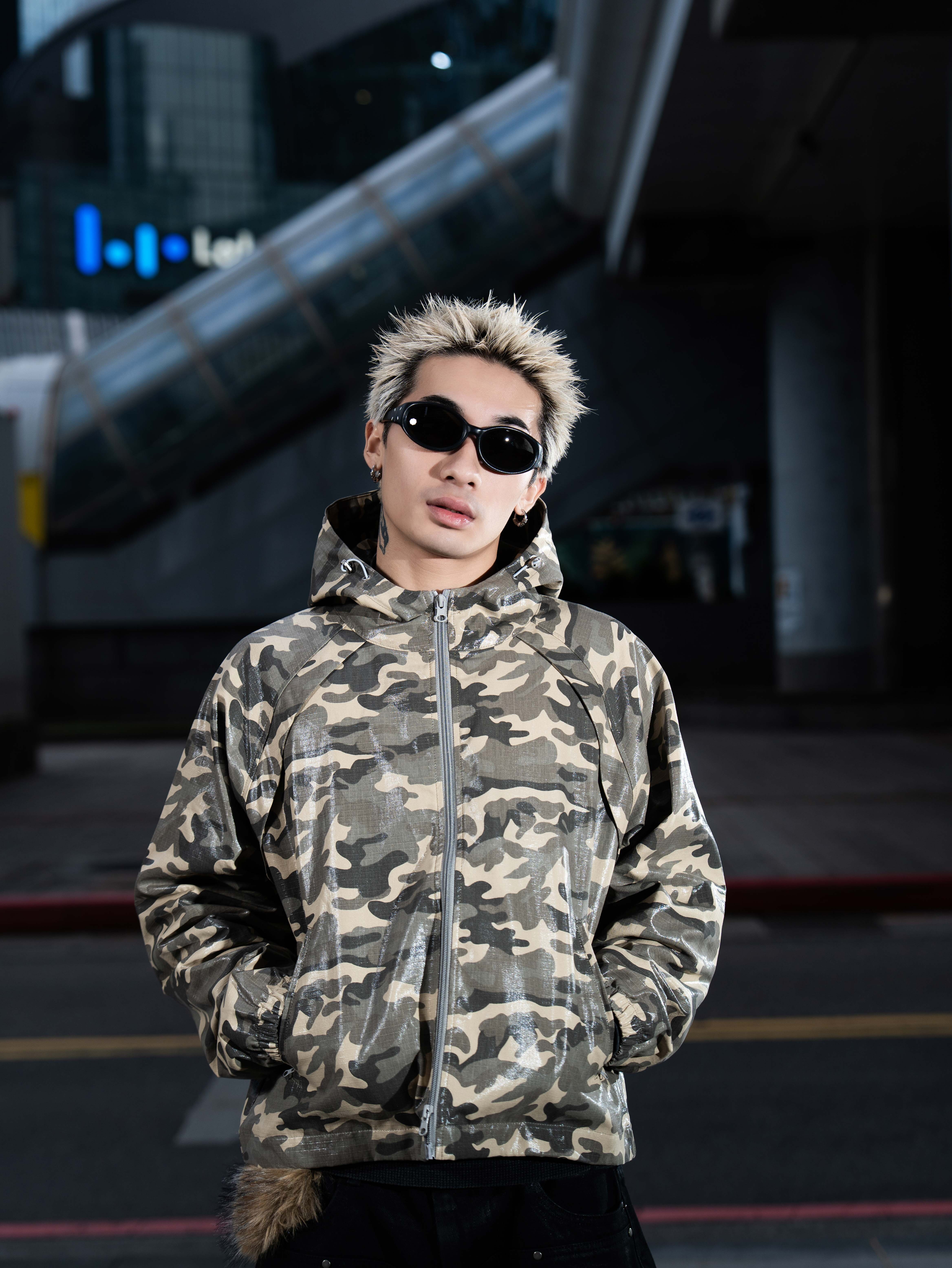 SIMON MADE OW-2518 隱形膠膜 迷彩 空降  連帽 外套