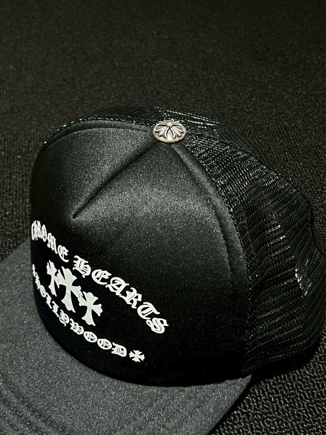 現貨 Chrome Hearts 稀少款 黑白三十字 歌德字卡車帽 網帽