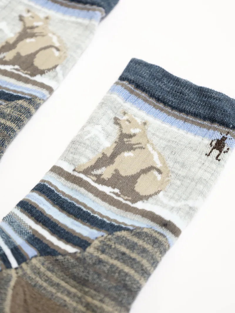 【 L 號】SMARTWOOL 羊毛襪 機能戶外局部輕量減震中筒襪 熊 暮光藍 SW002880G74
