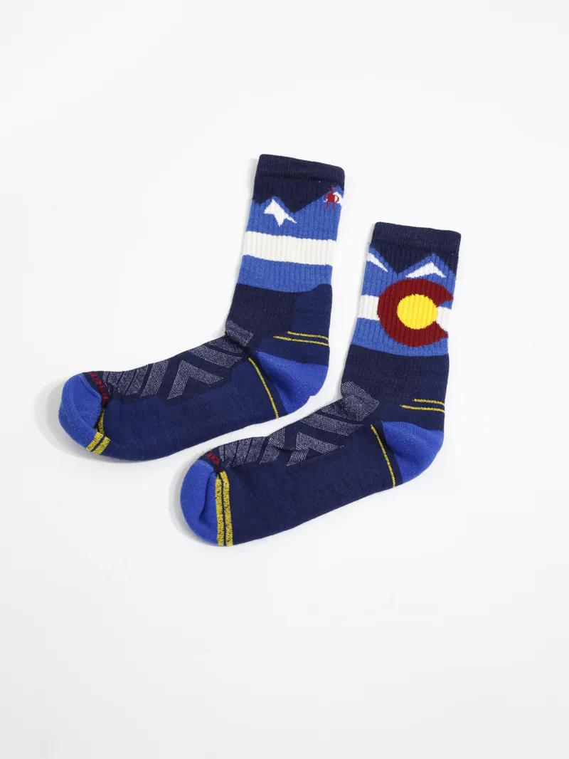 【 L 號】Smartwool 羊毛襪 Unisex 機能戶外全輕量減震中長襪 克羅拉多州 藍 SW001931J96