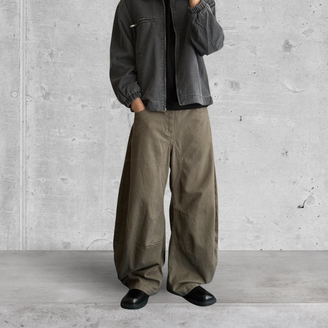 （現貨）NJ274 復古 美拉德 闊腿 彎刀褲