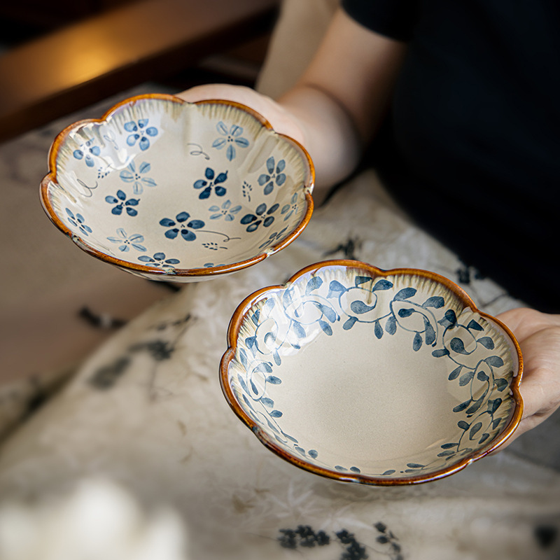 《6481》6吋復古釉彩陶瓷花朵盤