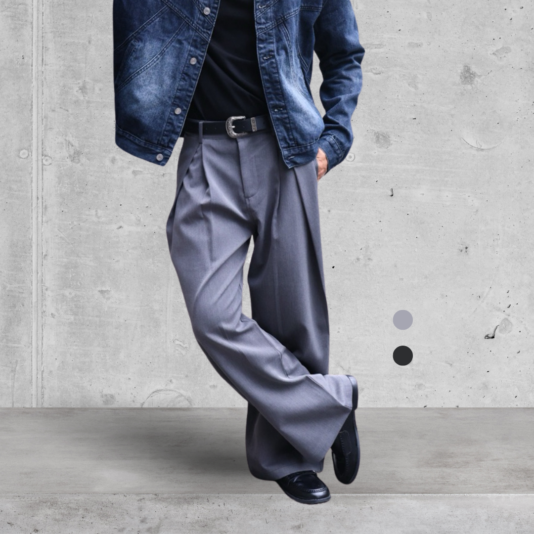 （現貨）P035 美式老錢風打摺闊腿西裝褲