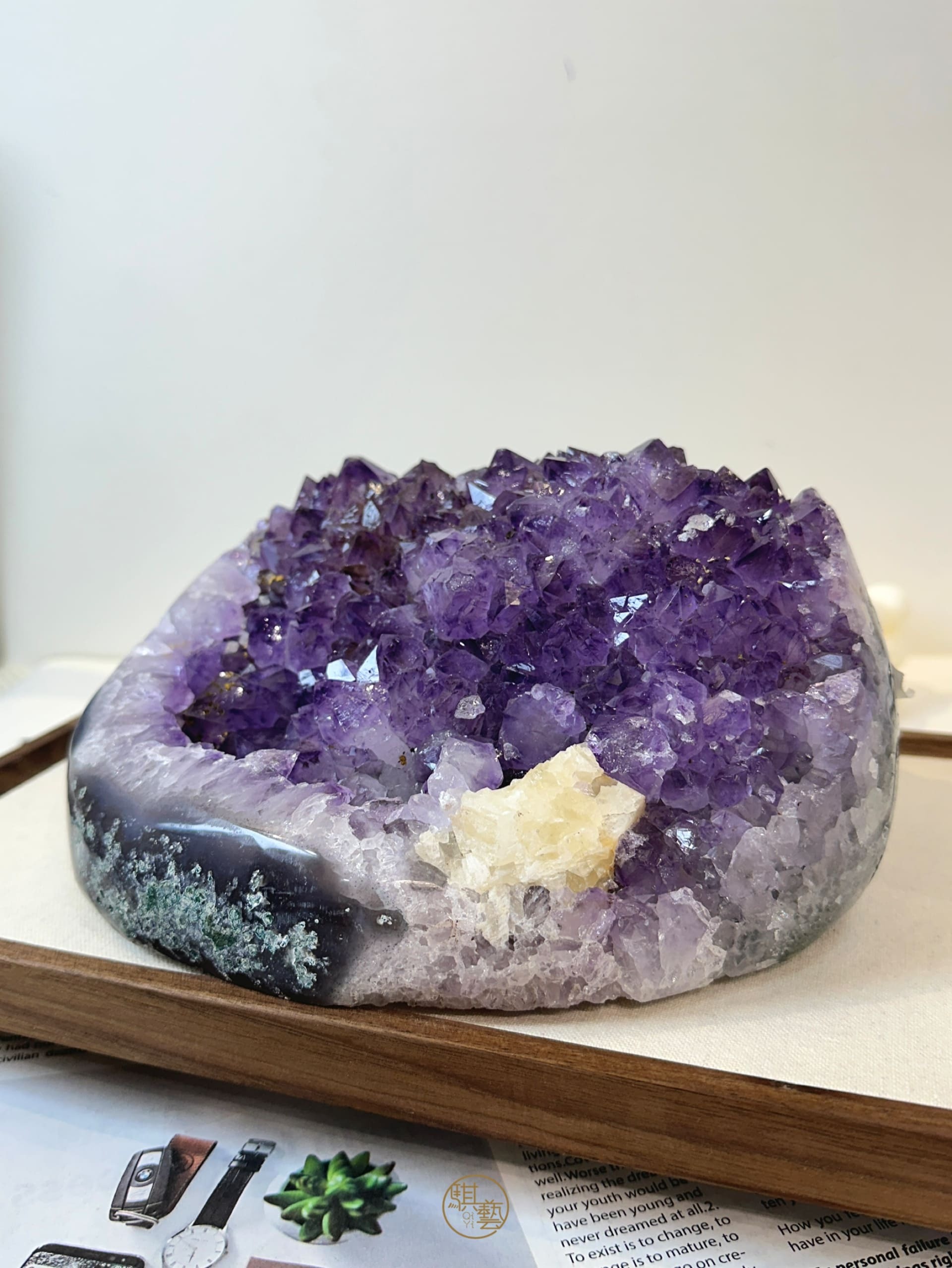 頂級紫鈦方解消磁盤6000｜紫晶鎮共生・強效淨化・高能量晶洞