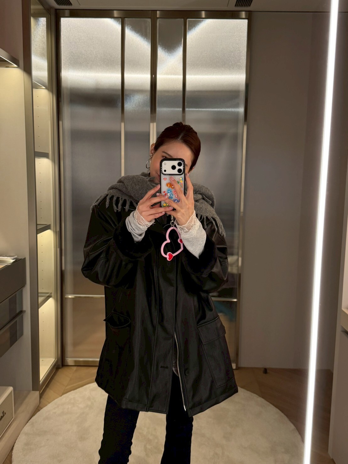 #AD75寬鬆內加厚毛皮外套(黑/咖)