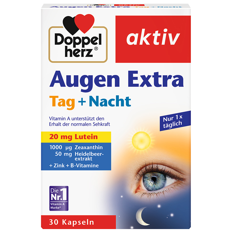 德國 雙心 Extra Tag + Nacht 護眼 葉 黃素 日夜加強版 30錠入