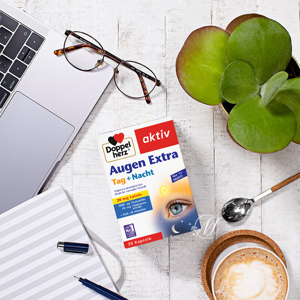 德國 雙心 Extra Tag + Nacht 護眼 葉 黃素 日夜加強版 30錠入