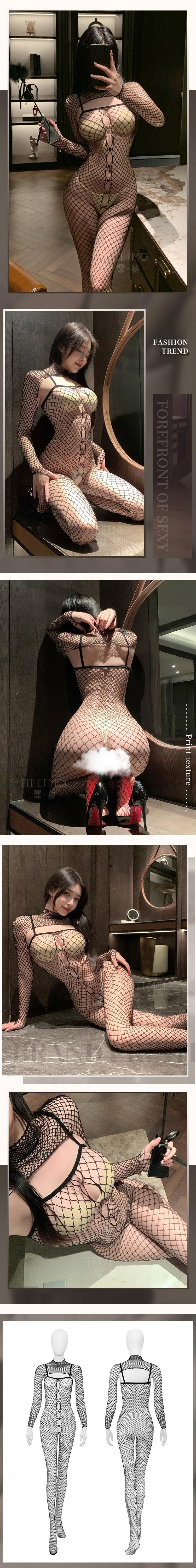 L7518 纏綿陷阱鏤空性感連身貓裝