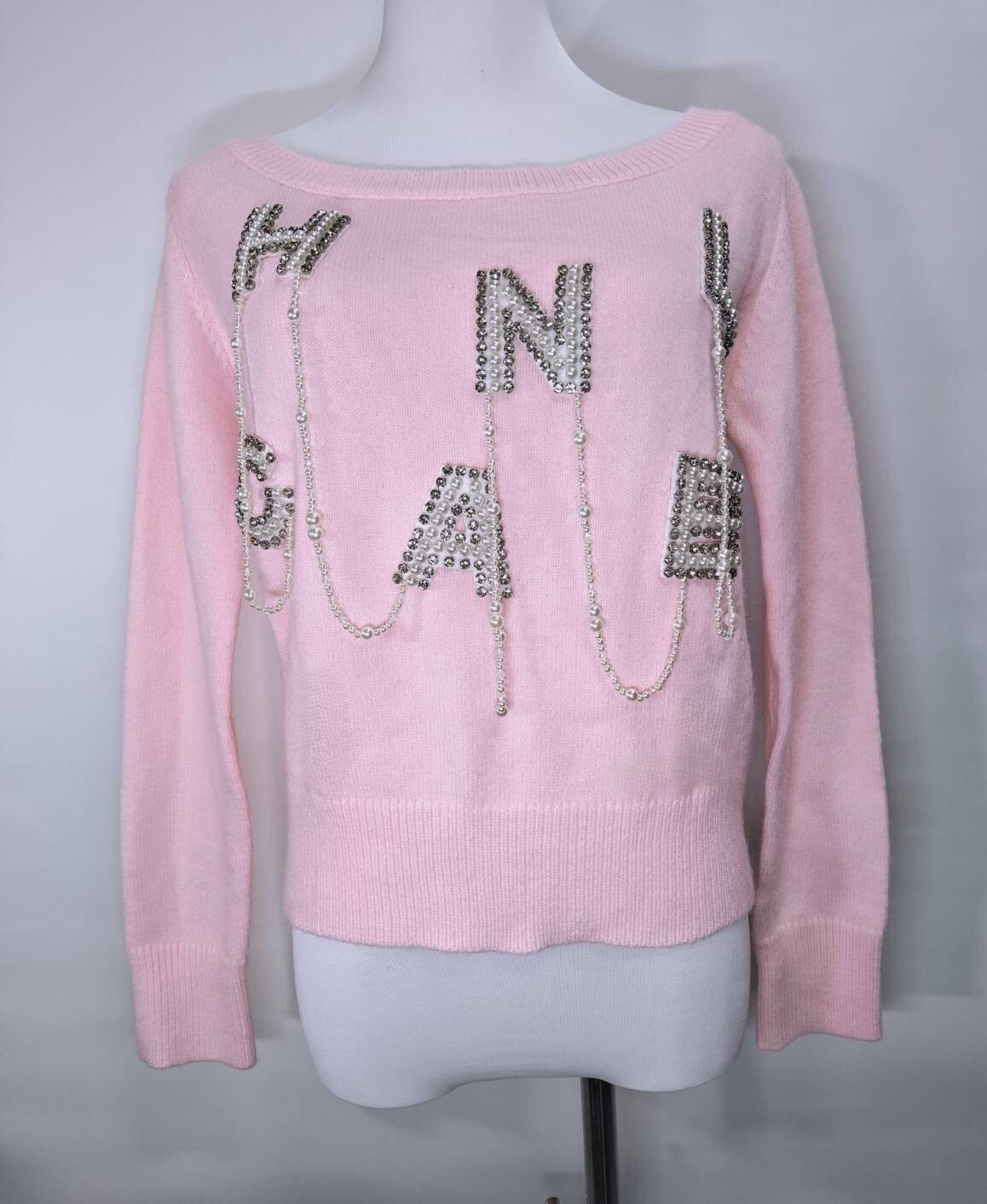 日系華麗珠飾粉色針織衫 C67