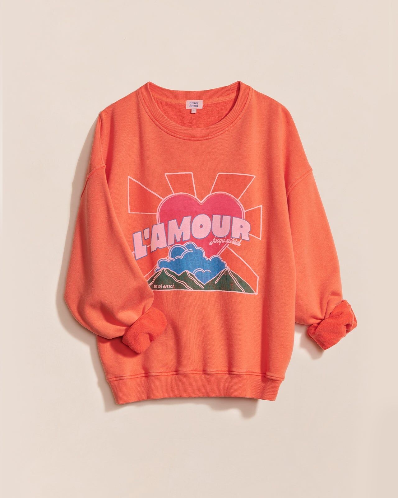The Love to Heaven Sweatshirt in Organic Cotton - Orange Garment Dye | émoi émoi