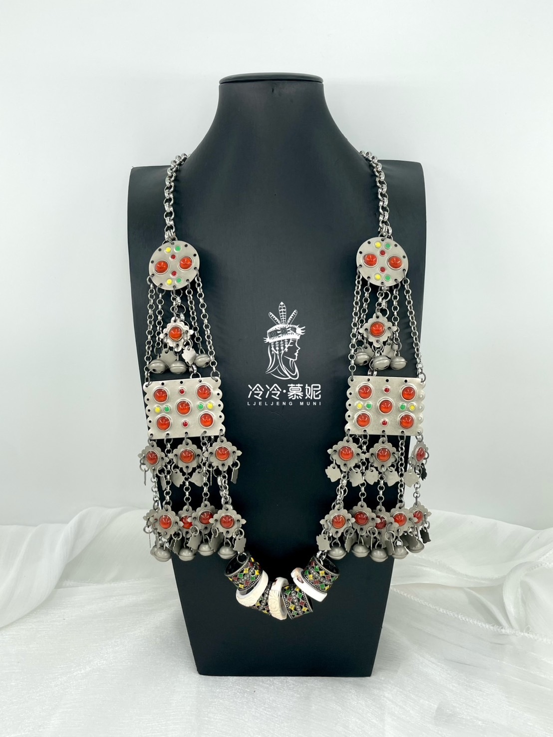 J2-全焊接紅瑪瑙鈴鐺七個戒達姑亮90cm