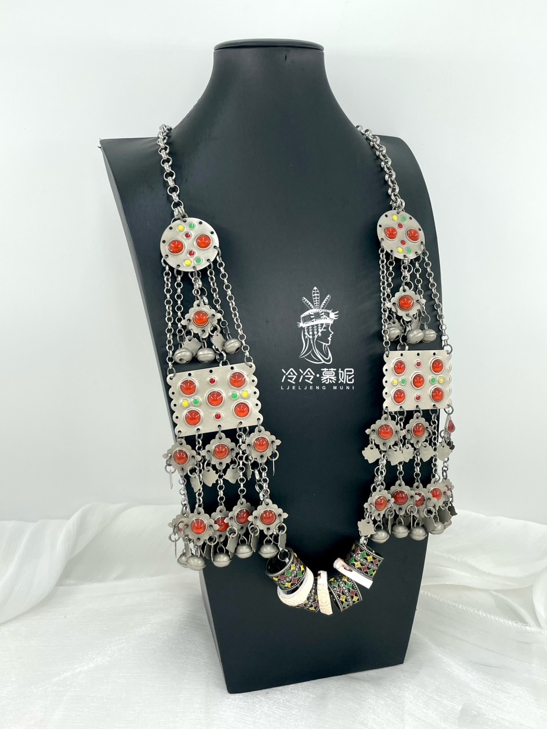 J2-全焊接紅瑪瑙鈴鐺七個戒達姑亮90cm