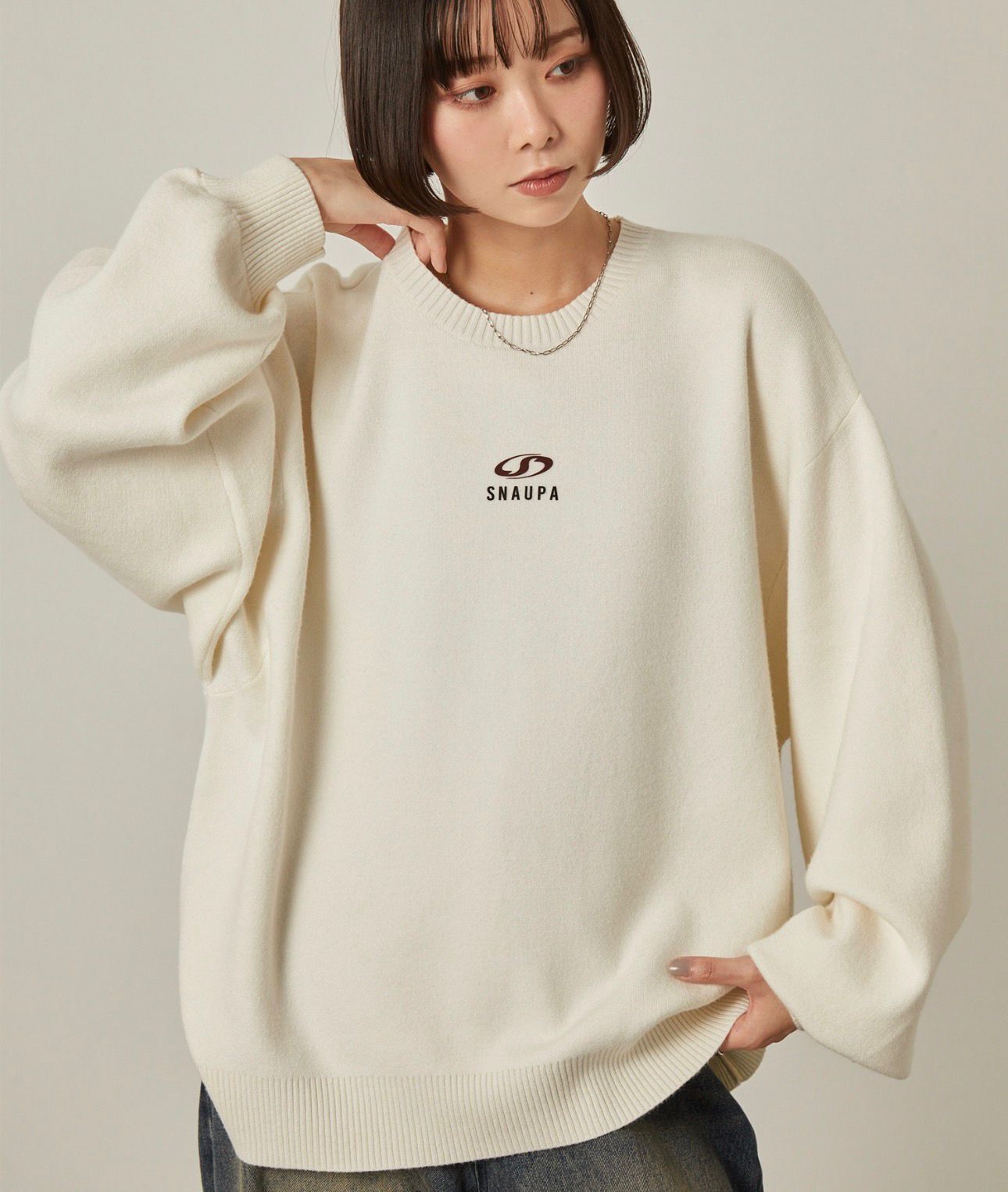 【預購】JN122705 Snap club logo印花衛衣式圓領針織上衣