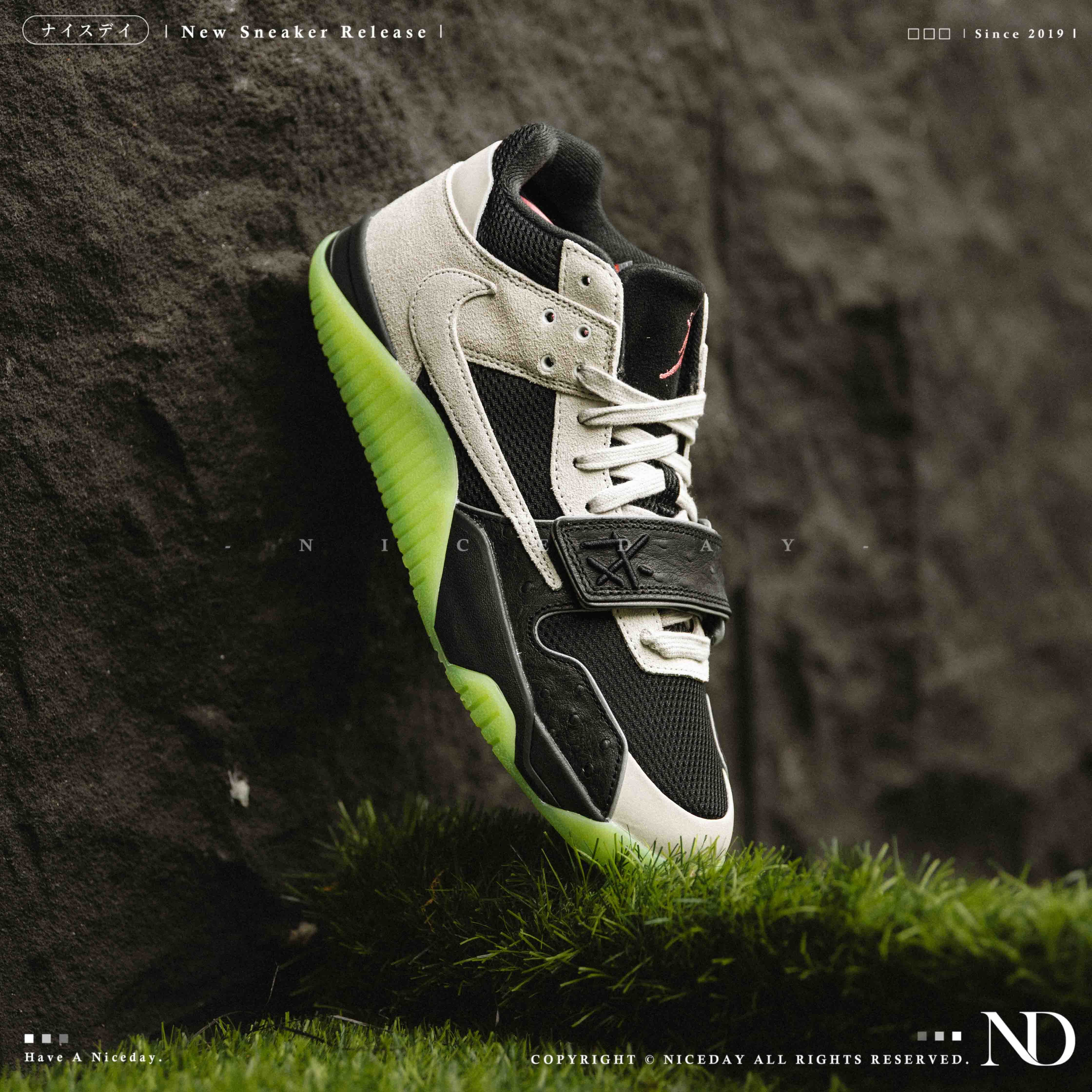 NICEDAY 代購 Travis scott x Chase B x Jordan Jumpman 三方聯名 灰黑 螢光 綠 倒勾 IH7971-001