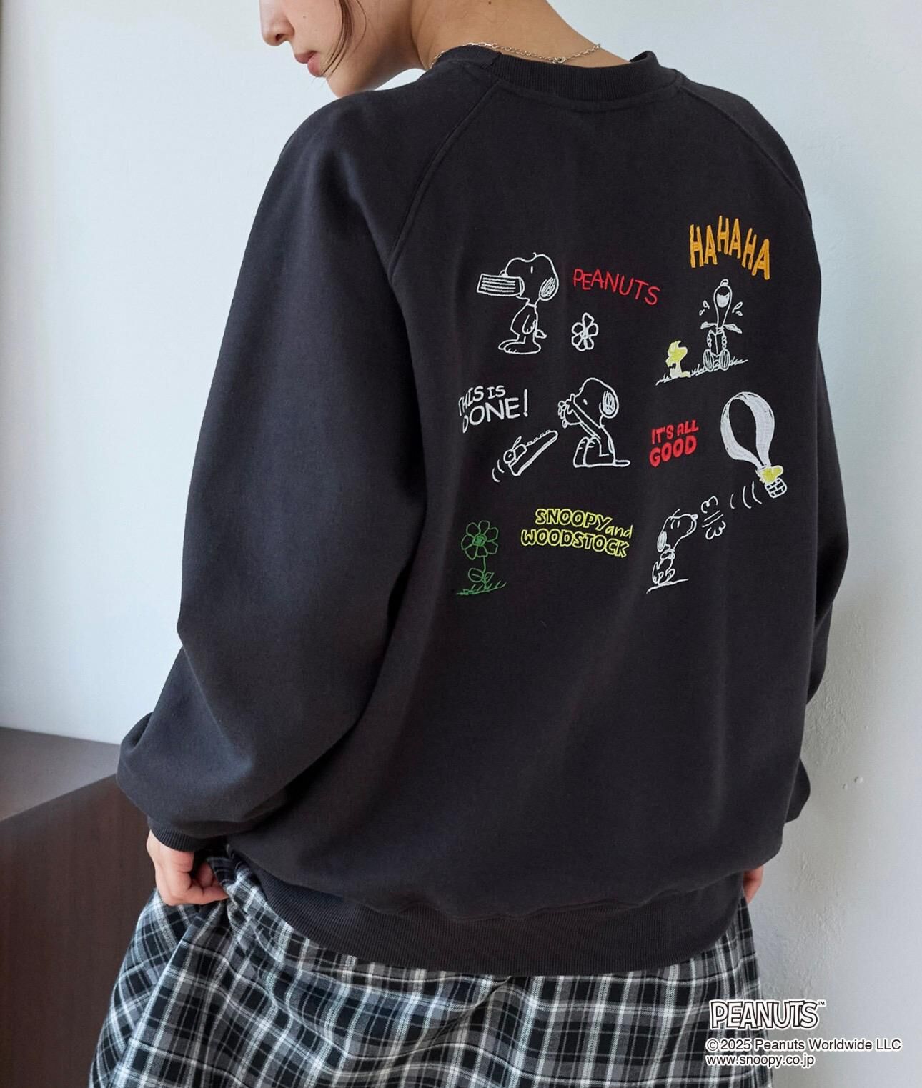 【預購】JN122707 PEANUTS SNOOPY 史努比復古刺繡印花超大號衛衣