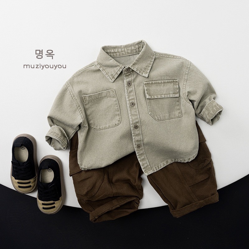 韓版純色休閒襯衫