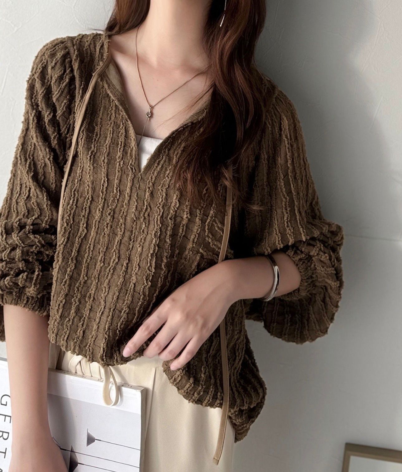 【預購】JN122712 classicalelf 提花束腰長袖上衣