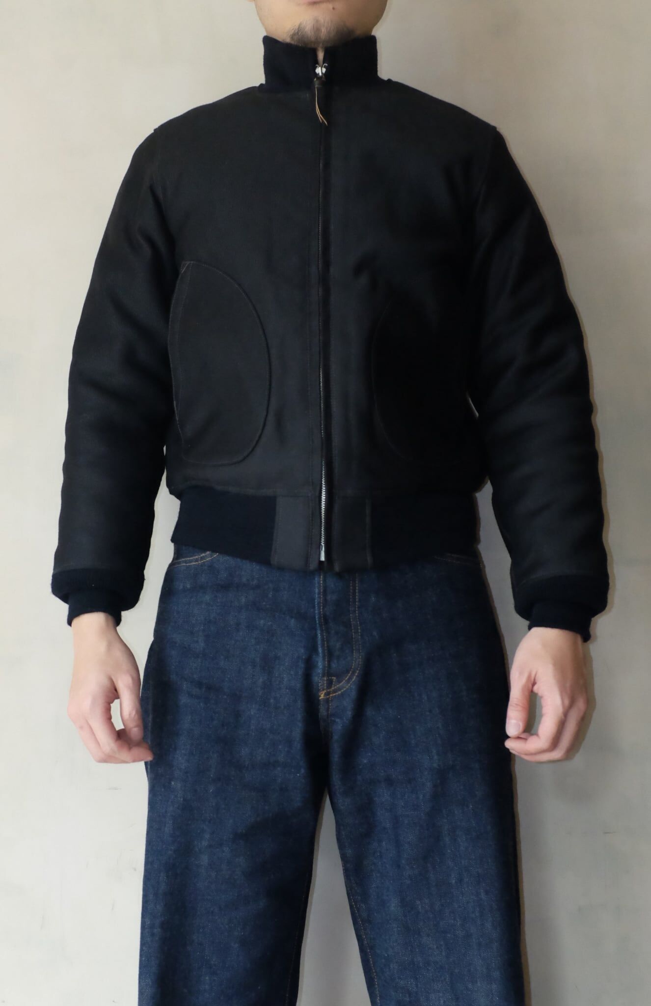 THE REAL MCCOY'S - NAVY ZIP-UP DECK JACKET