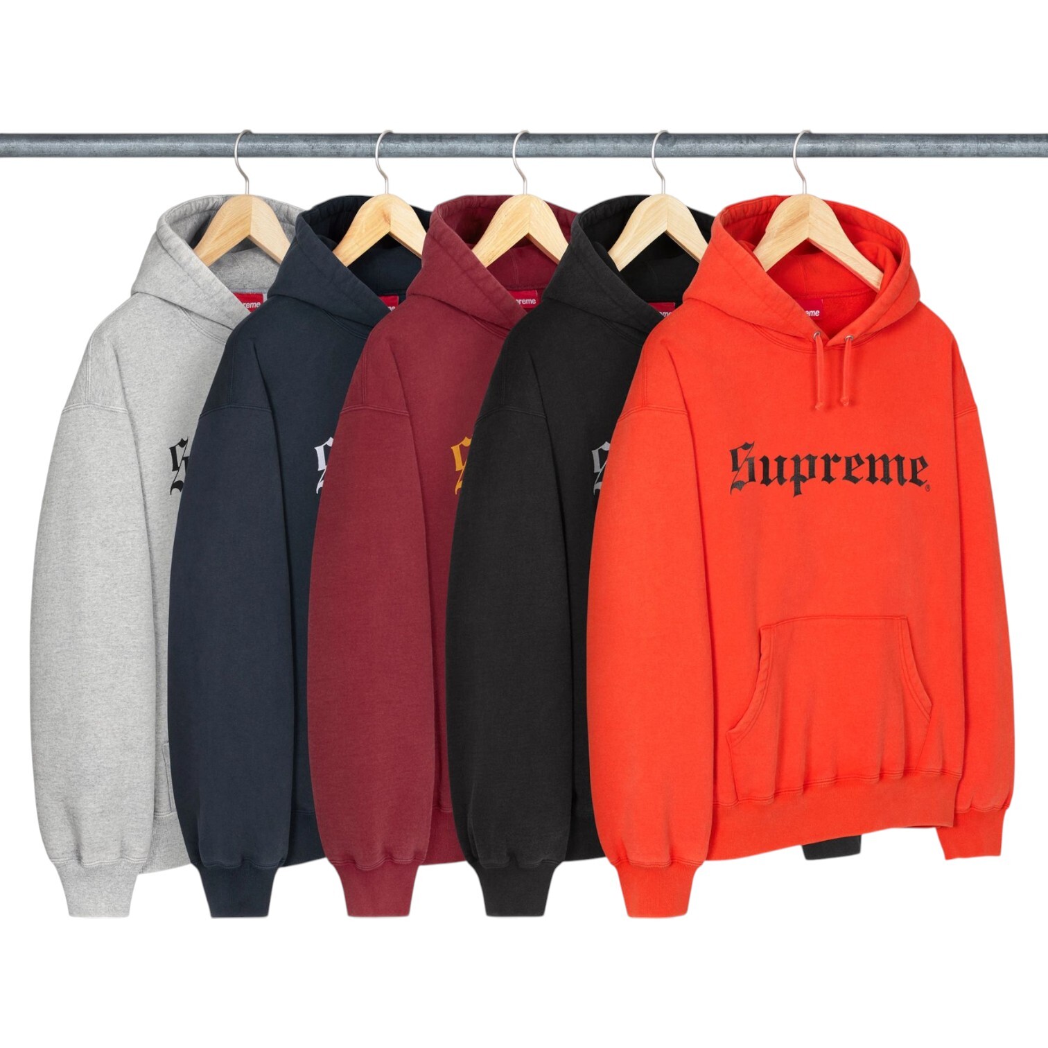 2025AW SUPREME WASHED OLD ENGLISH HOODED SWEATSHIRT 刺繡 LOGO 連帽 帽T 現貨 FW25SW81